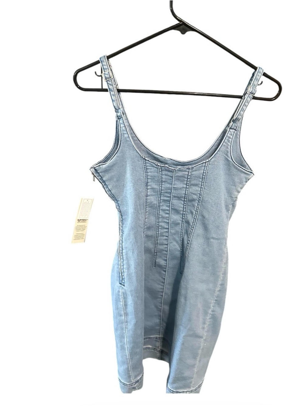 No boundaries blue Denim Scoop Neck Mini Dress size XS 0-2 NEW - Picture 3 of 4